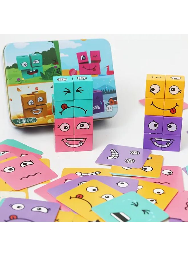 Childrens Face Changing Block Toys Logic Training Game Tin Box 72 Cards - Image 1